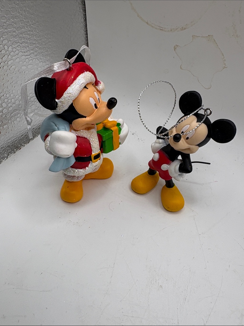 2 Disney Mickey Mouse in Christmas Tree Ornament